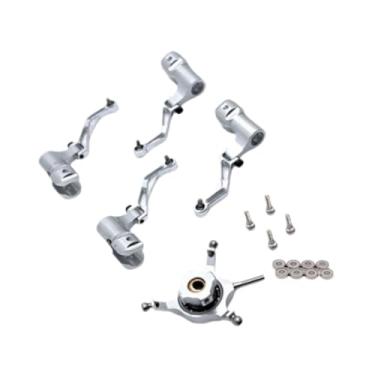 Imagem de MERIGLARE Conjunto de placa oscilante de helicóptero RC faça você mesmo, reparo de peça de reposição de alumínio resistente, Prata