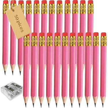 Imagem de Adhere 25 lápis de golfe com borracha, lápis hexagonais de madeira grafite 2B para pontuação de eventos de golfe, sala de aula, casamento, reuniões de empresa, banco, bolso (z-rosa・hexágono・50 peças)