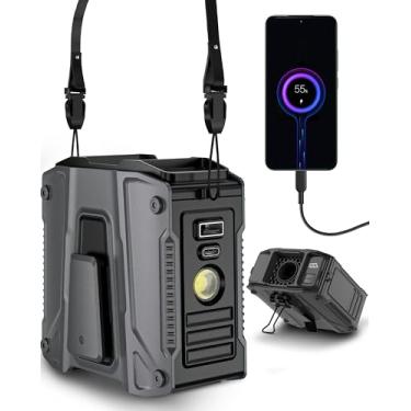 Imagem de Ventiladores de pescoço portáteis recarregáveis que sopram ar frio, pequeno ventilador pessoal, cinto com clipe de cintura sob a camisa com cordão, 5 velocidades, lanterna, exibição, essencial para