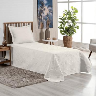 Imagem de Ibitinga Decora, Cobre Leito Colcha Solteiro Box 2 Peças Dupla Face 200 Fios Macio Com Porta Travesseiros Jogo De Cama Cor:Palha