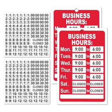 Imagem de Molain Kit de placas fechadas com 2 peças de horário comercial com adesivos de letras e números, placas de horário de funcionamento ideais para negócios, loja, escritório, restaurantes, bares