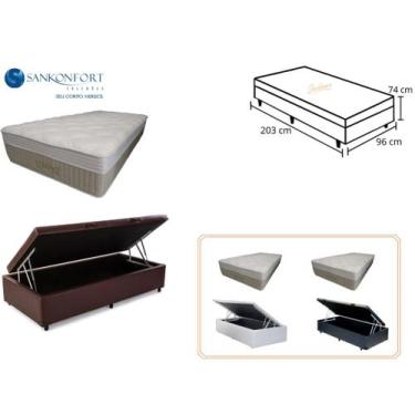 Imagem de Conjunto Cama Box Baú Solteiro King + Colchão Linha Firme Alto Sankonf