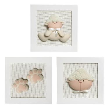 Imagem de Trio De Quadros Ovelha Quarto Bebê Infantil Menina Menino - Potinho de