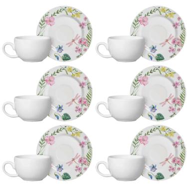 Imagem de Conjunto de 6 Xícaras de Café com Pires de Cerâmica Lelis 85ml - Alleanza