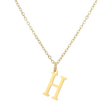 Imagem de SHE LIAN Colar com pingente personalizado com letra inicial delicada e delicada para presentes femininos, Small, Aço inoxidável, Sem Pedra Preciosa
