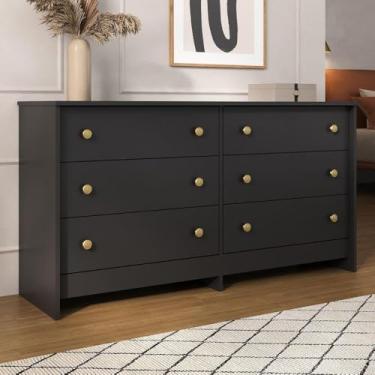 Imagem de Cômoda 136cm com 6 Gavetas Flex Multimóveis Mp4275 Preto