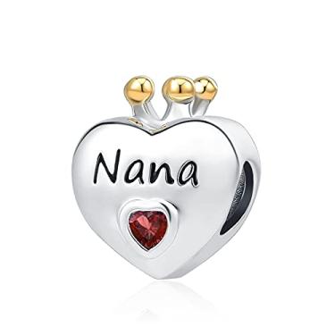 Imagem de QeenseKc Sister Nana Daddy's Little Girl Sister Charm Heart Crown Crystal Bead for Pandora Bracelet, Metal Strass Metal Strass Cristal, Cristal sintético