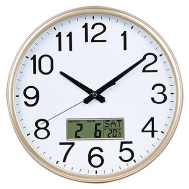 Imagem de NASSMOSSE Relógio de parede atômico, relógio de parede moderno de 33 cm, sem tique-taque, operado por bateria, relógio de banheiro, sem perfuração, redondo, analógico, relógio de parede para sala de