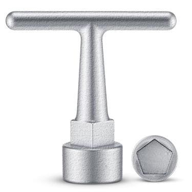 Imagem de Enhon Chave de freio para caixas de freio do Pentágono, chave de medidor de água para soquete Penta, ferramenta Penta com alça T, ferramenta de desligamento de válvula de água (1 pacote, prata)
