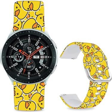 Imagem de Sjiangqiao Pulseiras estampadas com padrão compatíveis com Samsung Galaxy Watch de 46 mm/Watch 3 de 45 mm/Gear S3 Frontier/Classic/Pebble Time/V, pulseira de silicone de 22 mm para homens e mulheres