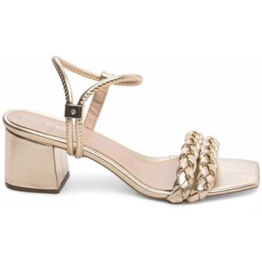 Imagem de Sandália Feminina Salto Cor Dourada com Ajuste - Torricella, 35, Doura