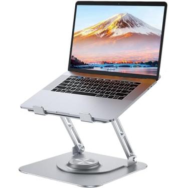 Imagem de Suporte para Notebook Alumínio Ajustável Base Giratório 360º Apoio para Tablet Dobrável Laptop até 17 Polegadas Resistente Estável Ergonômico Articulado Portátil Mesa Vertical-Prata