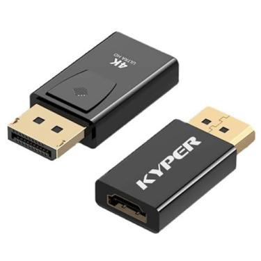 Imagem de Kyper USKyper-584K Pacote com 2 adaptadores DisplayPort para HDMI 4K banhado a ouro 24K DP macho para HDMI fêmea conversor unidirecional compatível com Lenovo, HP, Dell e a maioria dos dispositivos DP