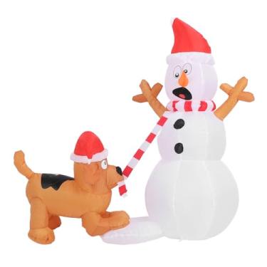 Imagem de Decorações ao ar livre infláveis de Natal, boneco de neve inflável de 3,6 pés e cachorro, decoração de Natal inflável com luzes LED para decorações de jardim de quintal de