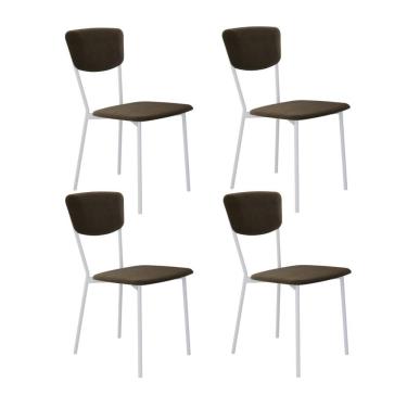 Imagem de Cadeira Vintage Retrô Fixa C-4 Pés 425 X 505 X 830 Mm C-4 Un. Pés Brancos. Vld.sand Veludo Sand