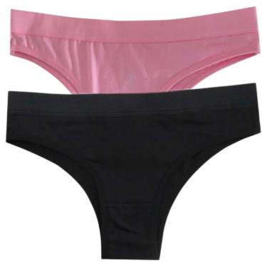 Imagem de Kit 2 Calcinhas Estampa Rosa Ântico Lisa Preto G - Basic+