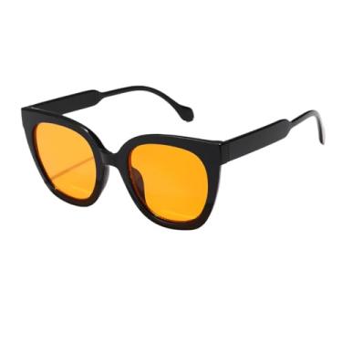Imagem de Óculos de sol com proteção UV400 para homens e mulheres | Lente degradê olho de gato | Para dirigir e praticar esportes ao ar livre, preto e laranja