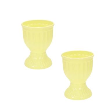 Imagem de 2 Vasos Estilo Romano Decoração Festa Acrílico 13cm X 18cm (AMARELO CANDY)