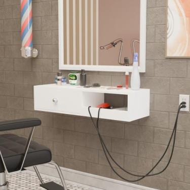 Imagem de Bancada Cabeleireiro Barbearia 90CM Barbeiro - Virtude Móveis, Branco