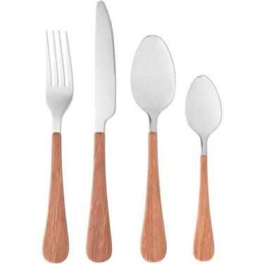 Imagem de Faqueiro 24 Peças De Aço Inox Milão Com Cabo Amadeirado - Wolff