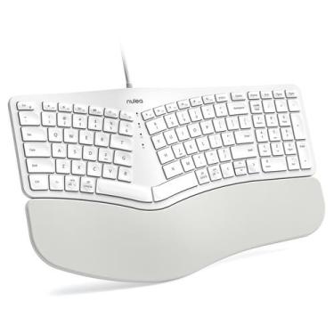 Imagem de Teclado Nulea RT05C com fio ergonômico dividido com apoio de pulso