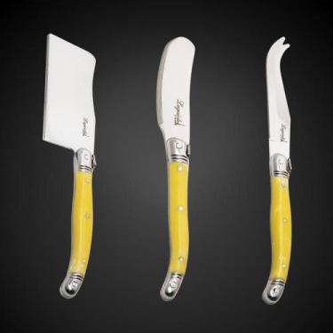 Imagem de Jogo De Facas Laguiole Para Corta Queijo 3 Artigos Com Bandeja De Made