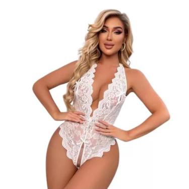 Imagem de Body sensual  Lingerie erótica feminina Renda Branco - Master