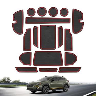 Imagem de Forro de console central de 18 peças para Subaru Crosstrek 2025 2024 inserções de suportes de copo para porta crosstrek 2025 tapetes antipoeira acessórios interiores (vermelho)
