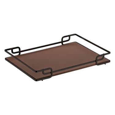 Imagem de Bandeja Multiuso Luana Tampo Couríss. Caramelo 37X57 Preta