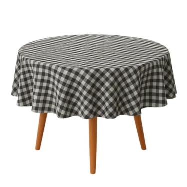 Imagem de Toalha De Mesa Plástica Redonda 1,35m Xadrez Térmico (Preto)