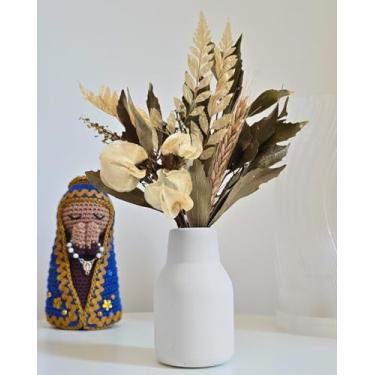 Imagem de Arranjo De Flores Secas Decorativo Vaso Garrafa Retrô Liso