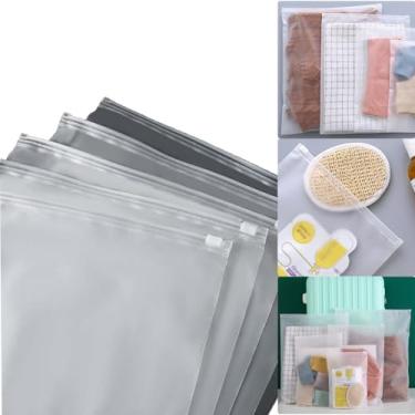 Imagem de Boxonly Sacos com zíper fosco – Sacos de armazenamento autovedantes de PE reutilizáveis para roupas e viagens | 15 x 20 cm | Sacos de embalagem de plástico resseláveis e duráveis para roupas íntimas,