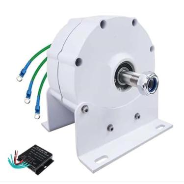 Imagem de White,220V,HYZHANHONG Gerador de ímã permanente de baixa rotação de 8000 W, gerador de ímã permanente trifásico sem engrenagens, 12 V, 24 V, 48 V, 220 V CA, turbina eólica com controlador