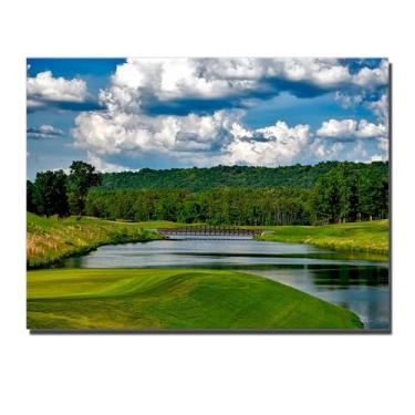 Imagem de Ponte de campo de golfe, lago, natureza, paisagem, banheiro, casa, corredor, decoração, arte de parede de golfe, imagem esportiva para escritório, quarto, academia, sala de estar, decoração de parede