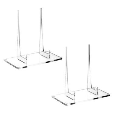 Imagem de Baoblaze Suporte de prato para porta-retratos transparente para mesa, suporte decorativo vertical para pratos, para menu, CD, foto, 2 Unidades