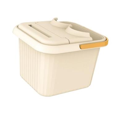 Imagem de KiBcsLic Bacia para imersão dos pés, banheira portátil para pedicure, spa doméstico, banheira resistente para massagem relaxante e relaxante para os pés, Quadrado com Tampa