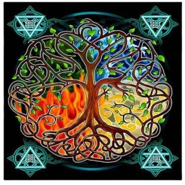 Imagem de lomysoali Pano de tarô Trees of Life, toalha de mesa de adivinhação de cartas quadradas, tapeçaria, decoração de casa, tamanho: 75 x 75 cm (48,8 x 48,8 cm)