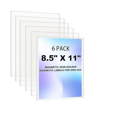 Imagem de CHUNNIAO Mangas transparentes 21 x 28 cm para papel de documentos, suportes de informações de plástico rígido acomoda 20 x 25 cm, 6 peças, folha adesiva com ímã incluída