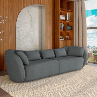 Imagem de Sofá Bipartido Sala de Estar Diamond 232cm com Almofadas Soltas Linho Grafite G52 - Gran Belo