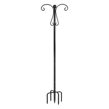 Imagem de WeiLaiKeQi Cabide de metal com gancho duplo de pastor com 5 pontas, base de metal para alimentador de pássaros, suporte para jardim para cestas de plantas, 274 Cm