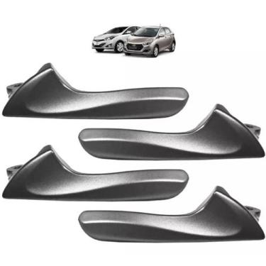 Imagem de Kit Jogo 4 Gatilho Maçaneta Interna Hb20 Até 2019 Cinza - DAGON