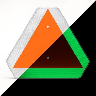 Imagem de Placa de veículo de movimento lento que brilha no escuro para carrinhos de golfe, placa de triângulo de segurança, placas SMV de alumínio de 40,6 x 35,5 cm, compatível com DOT para UTV, trailers