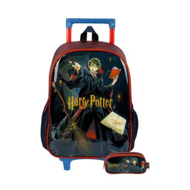 Imagem de Kit Escolar Mochila Rodas+Estojo D Harry Potter - Vermelho