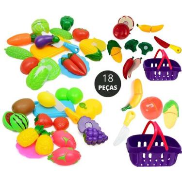 Imagem de Kit Infantil Brinquedo Cozinha Comidinha Frutas E Legumes Feirinha Hor