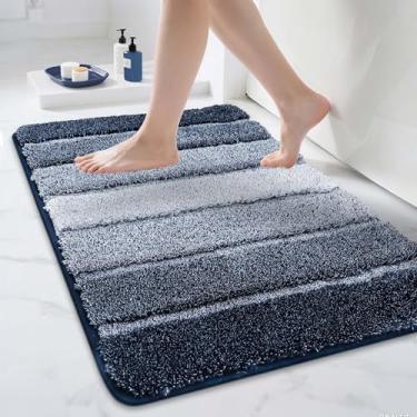 Imagem de COSY HOMEER Tapetes de banheiro 91 x 61 cm, tapete de banho absorvente ultra macio com suporte de TPR antiderrapante, tapete felpudo lavável na máquina para piso de banheiro, azul escuro