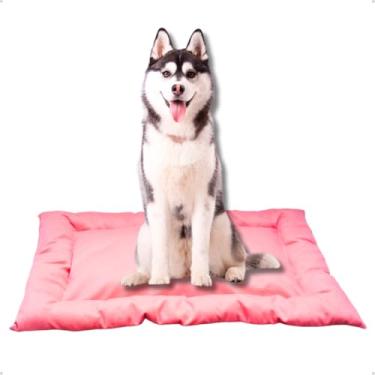 Imagem de Cama Caminha Colchonete Rosa Grande 90x70cm para Cachorro e Gato de Suede Lavável Almofada Pet Macia Confortável