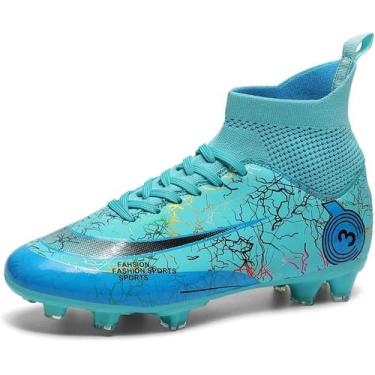 Imagem de Tênis de futebol masculinos de futebol com pontas longas, couro e borr