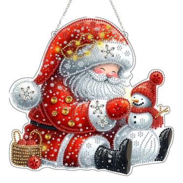 Imagem de Kit de suspensão de arte de diamante JJFox DIY Enfeite de Papai Noel