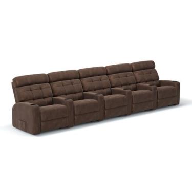 Imagem de Sofá 5 Lugares Reclinável Elétrico Massageador em Tecido Suede Linha C