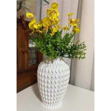 Imagem de Vaso Jarro Decorativo Zig Zag 25cm Plástico Flores artificiais Decoraç